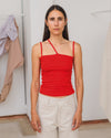 BASERANGE Ribbed Cotton Needle Tank Top TONI and TOTV Collection Made in Portugal BAS-TONI-RB-SU25-MY RED